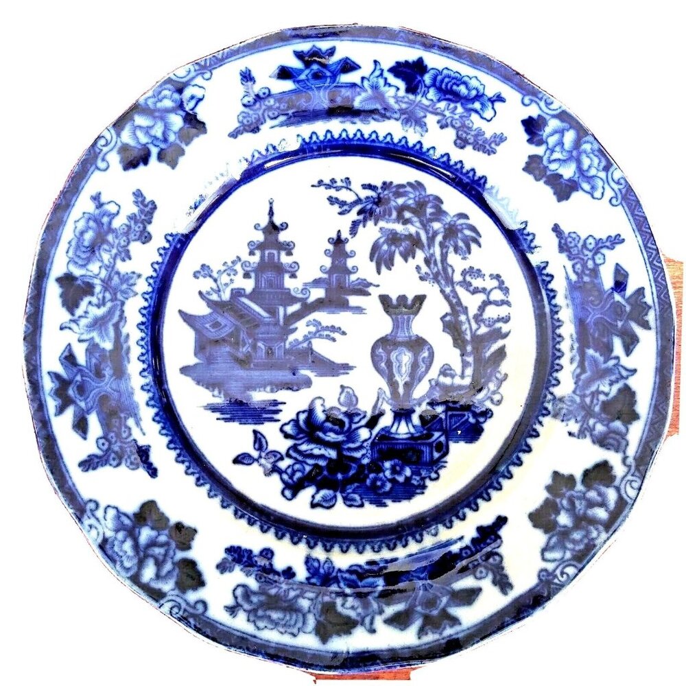 Antique Wood & Sons Flow Blue LAHORE Pattern Plate - F. Winkle & Co c. 1891